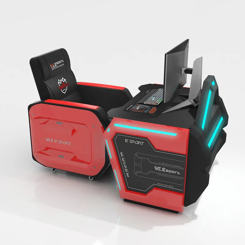 ESports Gaming Table s RGB LED počítačovými tabuľkami RGB PC Desk so stoličkou