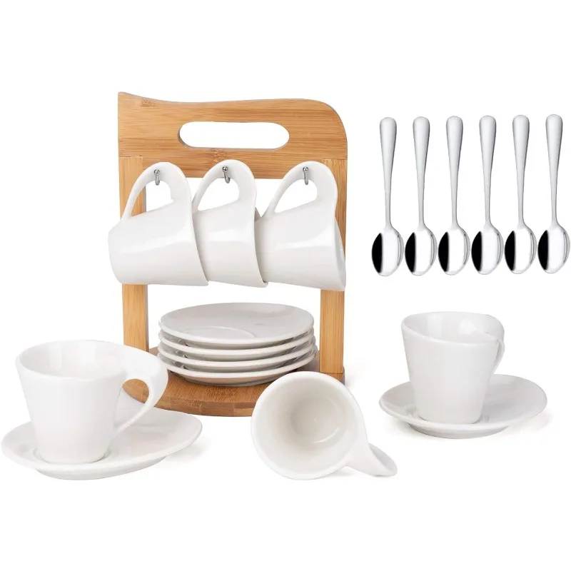 Espresso Coffee Cup Set 6, Ceramic Coffee Tea Cup Set 2,5 oz s držiakom a podšálkou, turecká šálka kávy pre domov