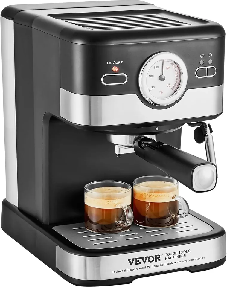 Espresso stroj, 15-bar poloautomatický výrobca espressa s mliečnou parnou prútik pre latte a cappuccino