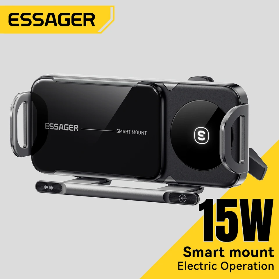 ESSAGER 15 W bezdrôtová nabíjačka automobilu DUAL COIL ONE Touch Otočiteľný držiak telefónu automobilu pre Samsung Galaxy Z Fold6 5 4 Flip 6 5 4 iPhone