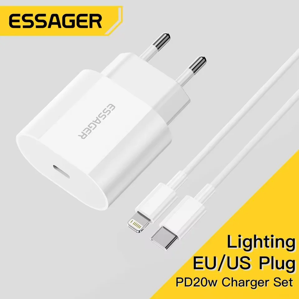 Essager Lightning Cable Chargers pre iPhone PD 20W USB C nabíjačka set pre iPhone 14 13 12 12 iPad Pro Max Typ C Rýchle nabíjanie