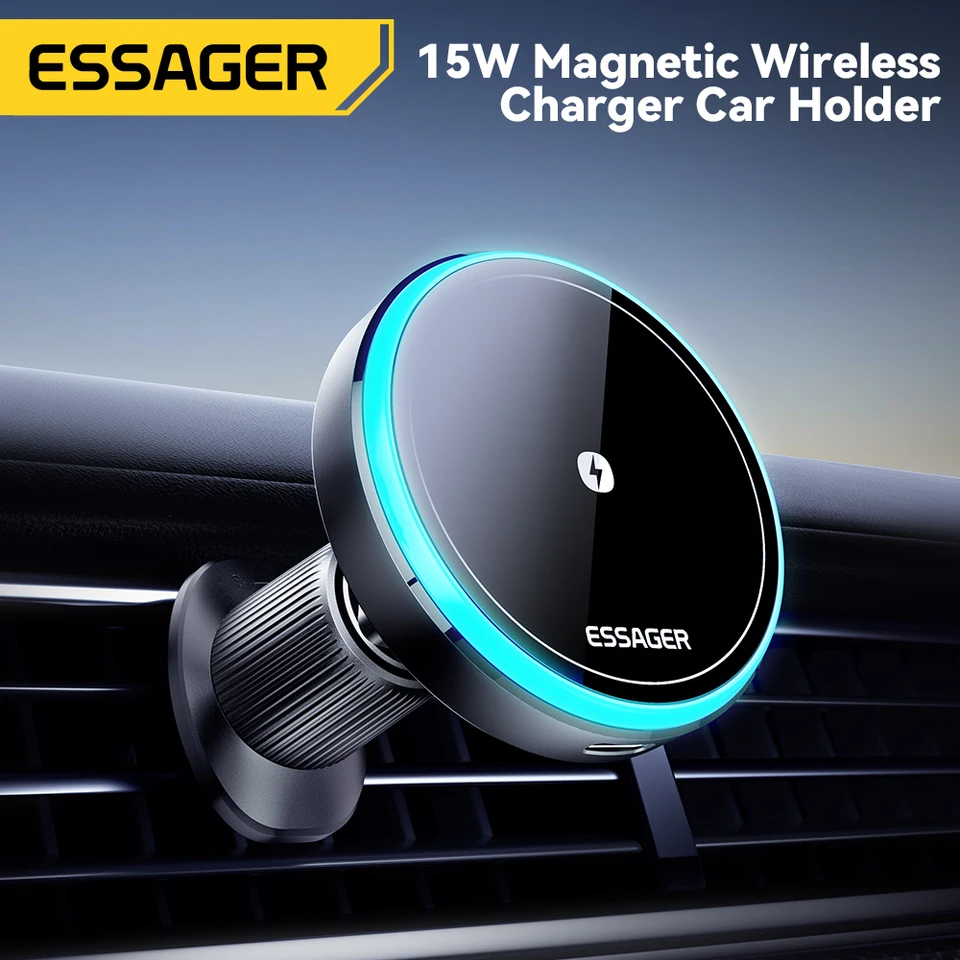 ESSAGER Magnetic Wireless nabíjačku držiak na telefón 15W RGB sedem farebných svetlo rýchle nabíjanie stojan pre iPhone15 14 13ADROID