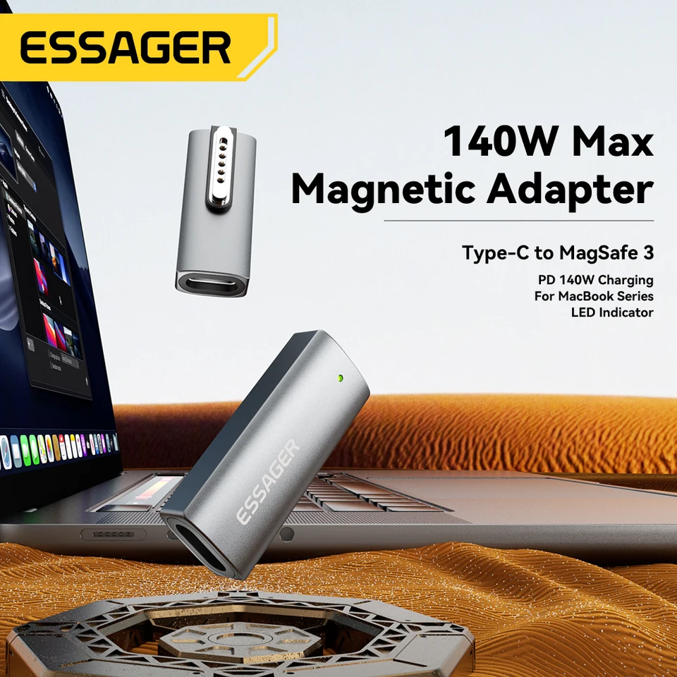 ESSAGER MAGSAFE3 Magnetic AdapterType-C Prevodník 140W USB-C Magnetický adaptér konektor prenosný konektor PD PD nabíjacej zástrčky pre MacBook