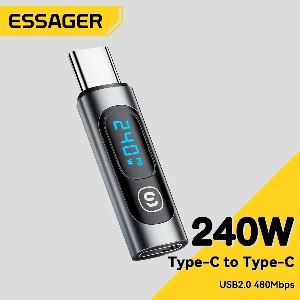 ESSAGER USB 2.0 OTG Adapter 240W Rýchle nabíjanie USB C TYPE C Zobraziť adaptér OTG CONGEKTOR pre Samsung Xiaomi Huawei Lenovo