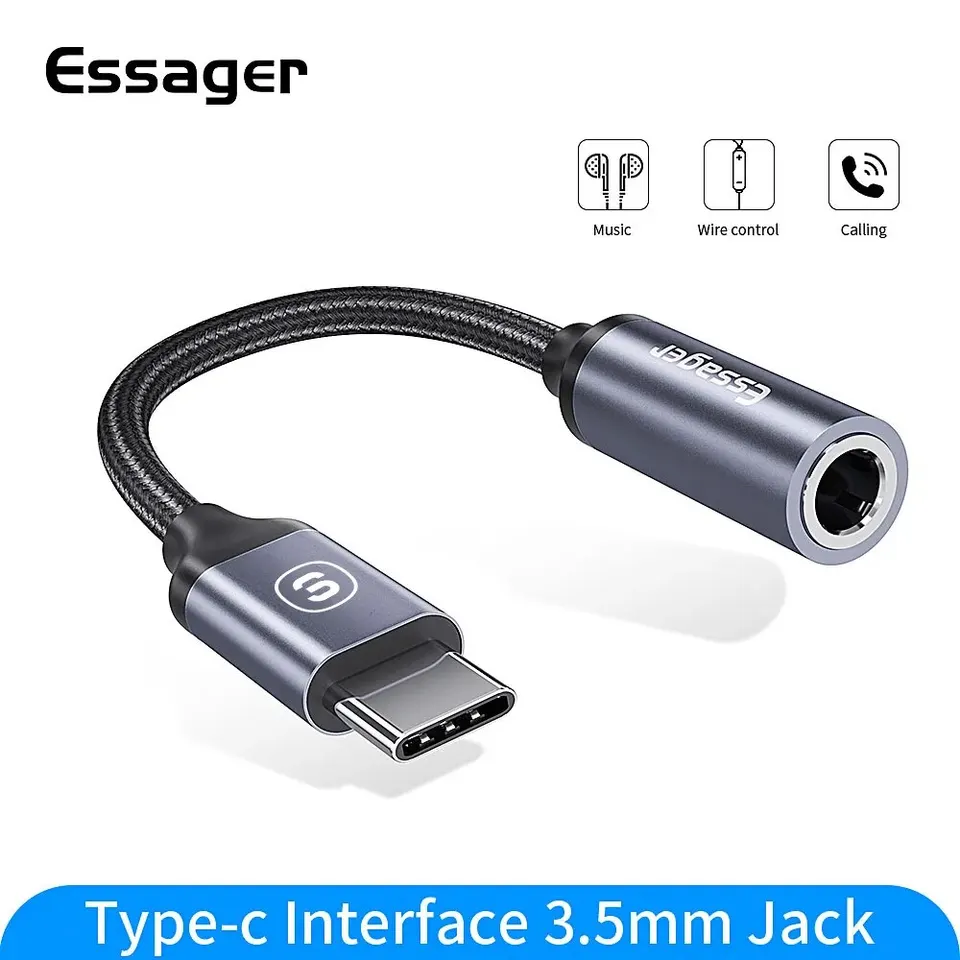 Essager USB Typ C 3.5 Jack Adaptér slúchadla USB C TO 3,5 mm slúchadlá