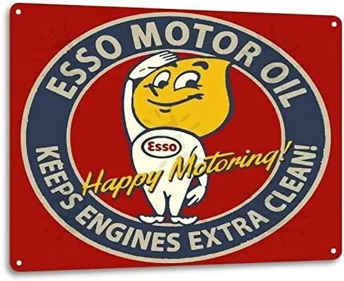 Esso Motor Oil Garage Motor Plynovú stanicu Auto retro stena dekor Srongmao kovový plechový znak 8x12in