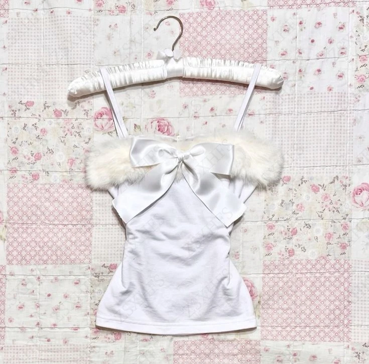 Estetická plodina Y2K Top 2000. rokov Vintage Dámske dám Tiekot sladké harajuku roztomilé dievča Slim Camis Fur Kawaii Grunge Clothes Tops Tops