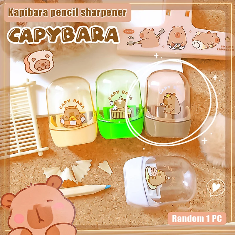 Estetické kawaii kancelárske potreby roztomilý karikatúra Capybara ceruzka prenosné manuálne manuálne orezávač ceruzky školy