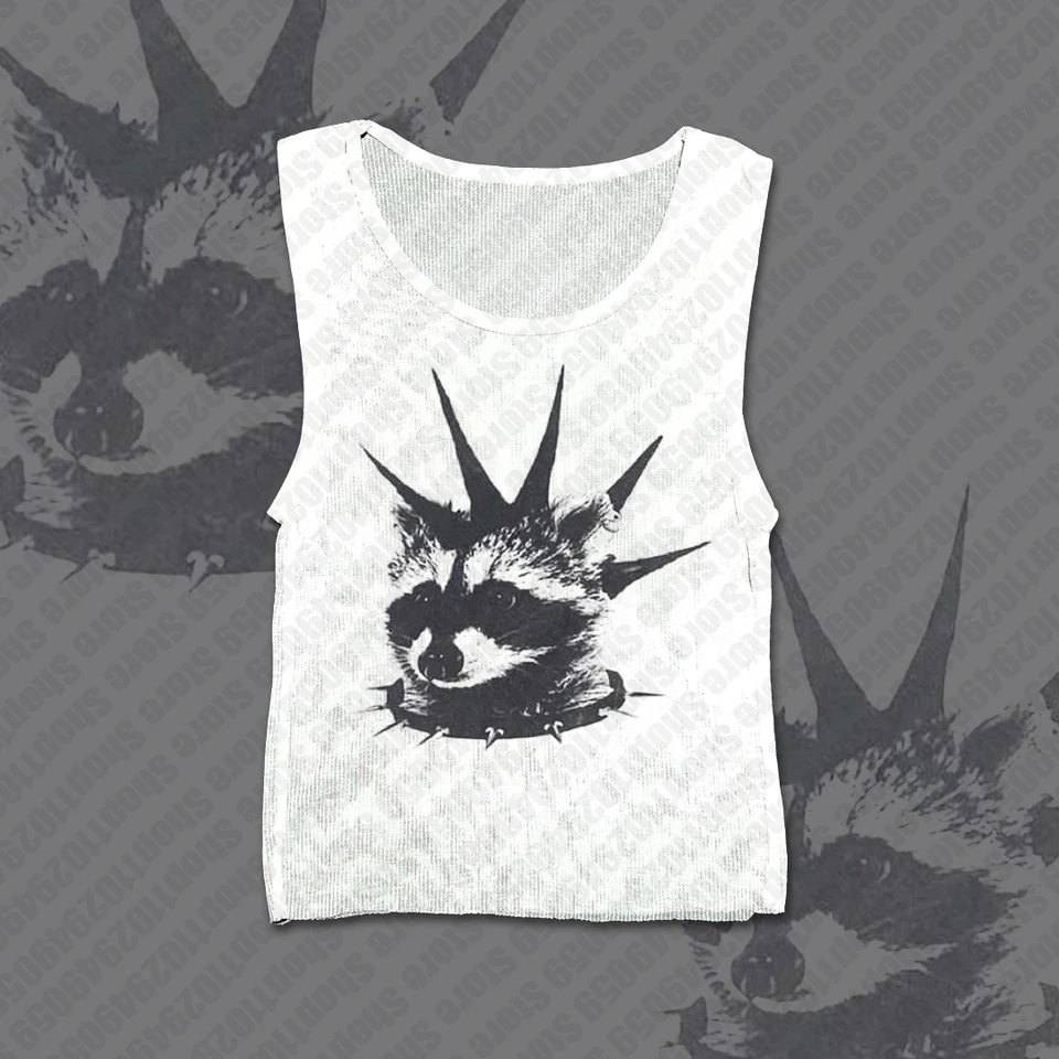 Estetické streetwear Dámske tlač y2k oblečenie emo dievčatá bez rukávov bez rukávov Top top Sexy korzet punk grunge biele camisole top plodina top top
