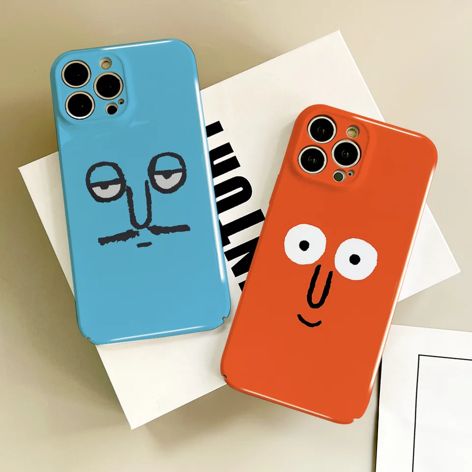 Estetický j-Jean J-Jullien Puzdet pre iPhone 16 15 14 13 12 11 plus Pro Max Mini All-Inclusive Glossy Hard Cover Film Shell