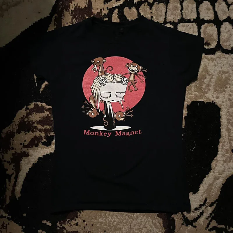 Estetický krátky rukáv Ženy Punk tlač Grafické tričká Y2K Štýl Crop Top Sexy Vintage Baby Tees Emo Girls 2000 Tops