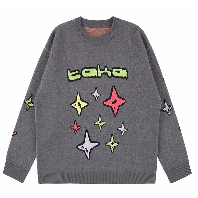 Estetika hip hop gothic y2k päťbodový hviezdny pletený sveter harajuku pánske a dámske voľné topenie Street Wear Weater Sveter