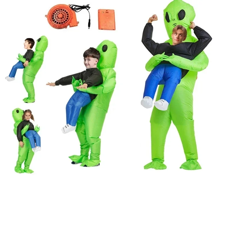 Et Alien Monster nafukovací kostým strašidelný zelený mimozemský kostým Cosplay pre dospelých Inlaty Dinosaur Kostým Party Festival Festival