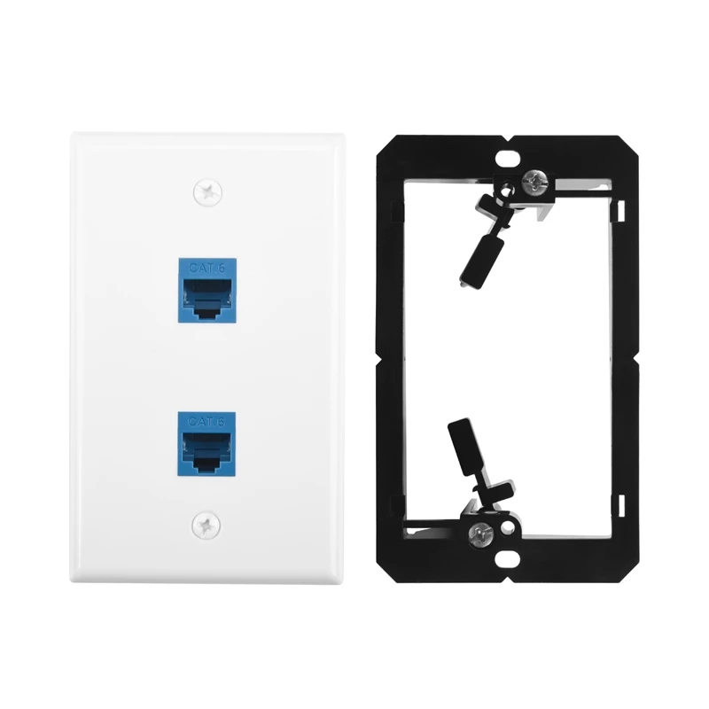 Ethernetová nástenná doska s nízkou montážnou konzolou s nízkym napätím, Single Gang 2 Port Cat6 Keystone Ethernet káblová zásuvka
