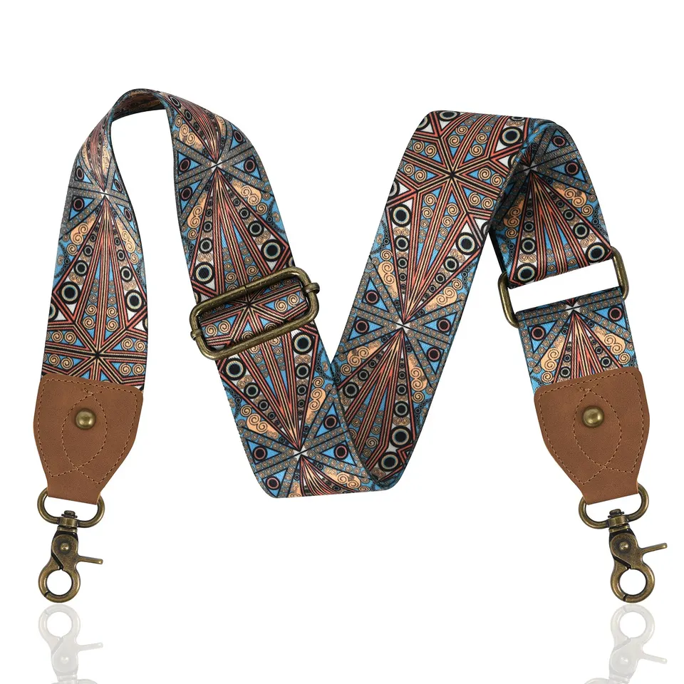 Etnické výšivky široké kabelkové popruhy pre ženy Crossbody Tašky nahradený gitarový remienok pre vrecko na ramene tela
