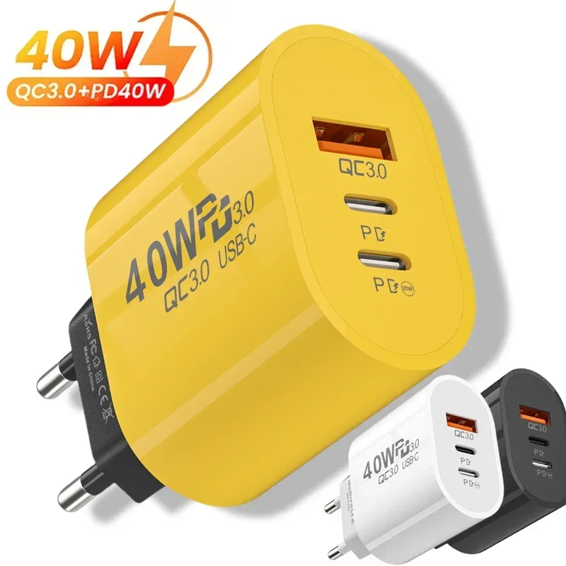 EU/US Plug 40W USB Typ C Nabíjačka Dual PD Rýchle nabíjacie adaptér pre iPhone Samsung Xiaomi Huawei Telefón rýchly nabíjanie 3.0