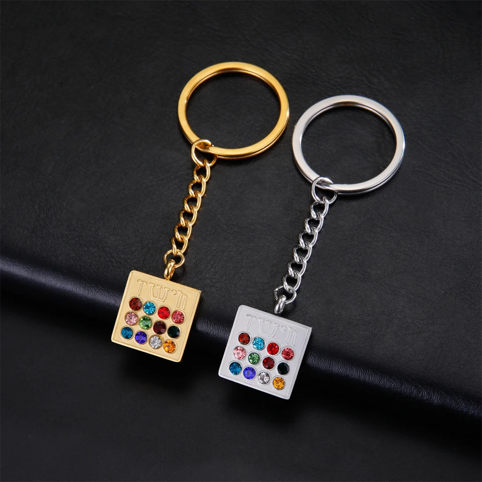 EUEAVAN Židovský 12 kmeňov Veľkňaz Keychain z nehrdzavejúcej ocele Hebrejský list nápis Kľúčový kameň Klávesový kľúče amulet