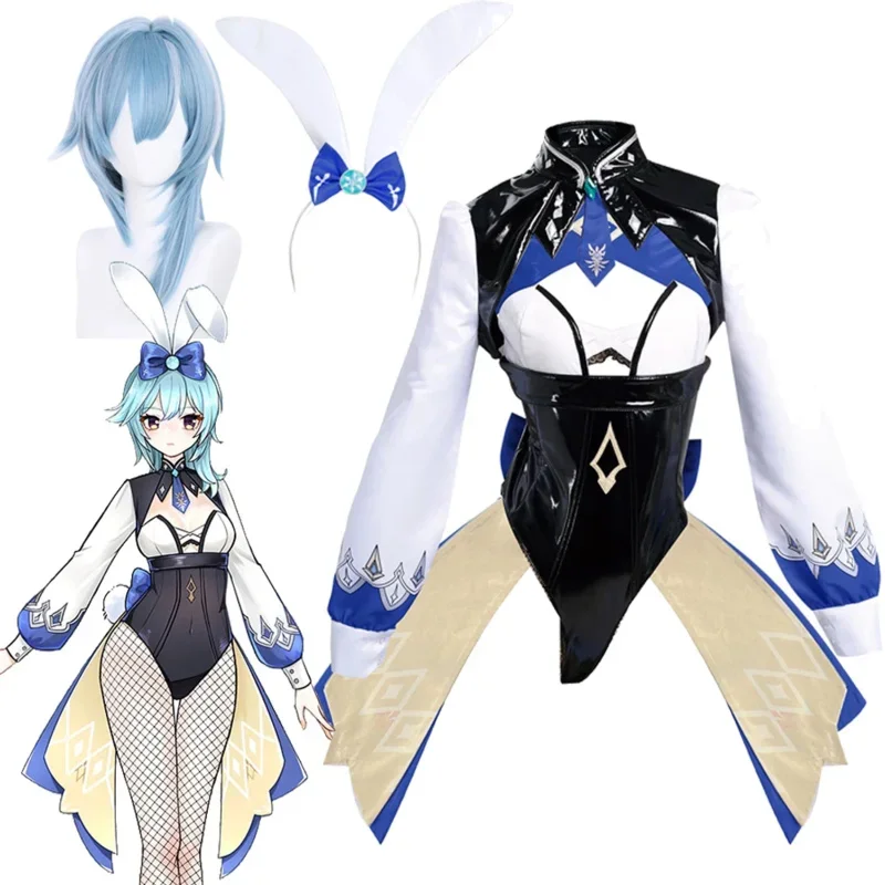 Eula Cosplay kostým anime hra Genshin Impact Outfits Wig Women Women Halloween Party Bunny Girl Role Rola Hra