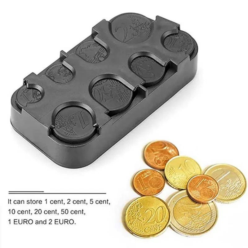Euro Coin DispenSer Plast Coin Boxes Money Box Collection Collection Storage Organizátor Usporiadateľ pre držiak meniča mincí autobusov