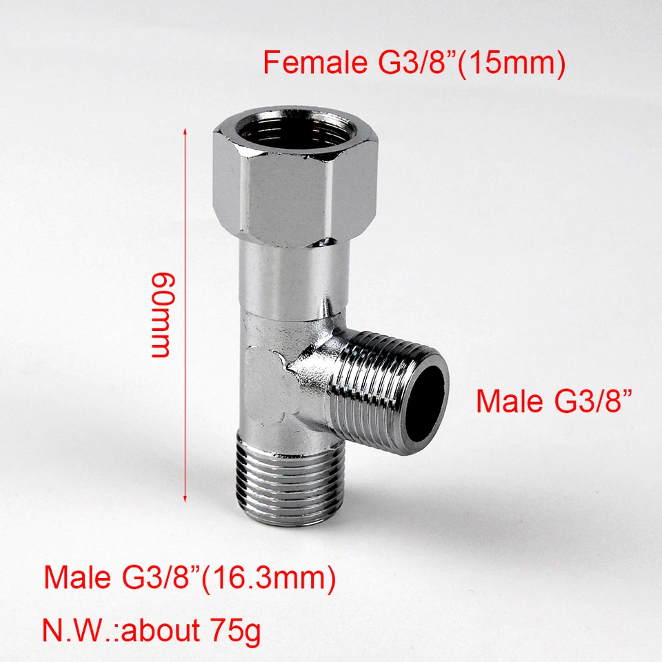 Európa BRASS G3/8 TEE KOJOBNÁ TRAJNÁ KÚPENIE ROUPOVANIE KARIONS Chrome TAPLED