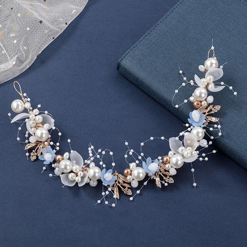 Európová zliatina perly kvetiny Hairbands Headdress Baroková nevesta družička čelenky svadobné vlasové doplnky šperky banket koruna