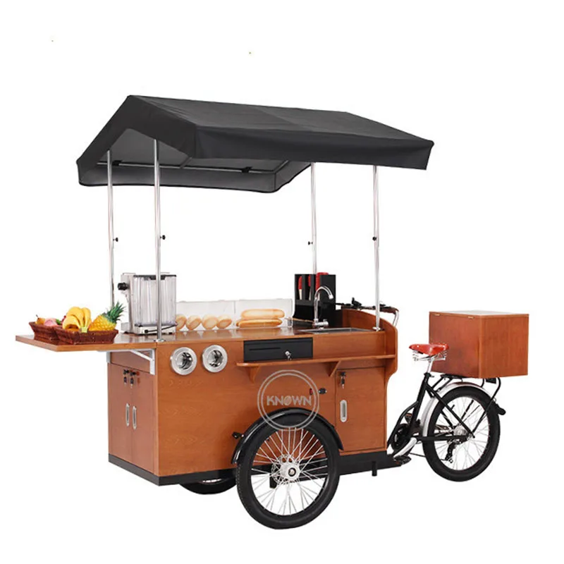 Európový štandardný kávový košík Populárne občerstvenie trojkolesová ulica na ulici Mobile Mobile Tri Wheels Truck