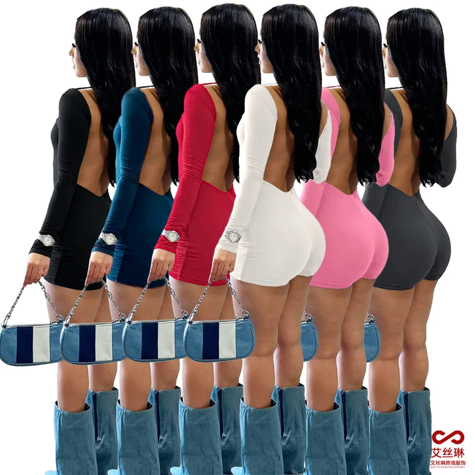 Európska a americká dámska móda sexy pohodlné športy Solid Color Halter Romper Mono Mujer
