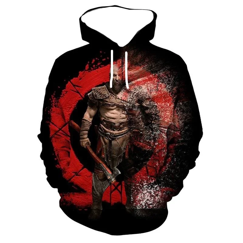 Európska a americká nová 3D hra God of War Prispôsobené tlačené mikiny Krato Grafická mikina módne módne streetwear cool mikiny