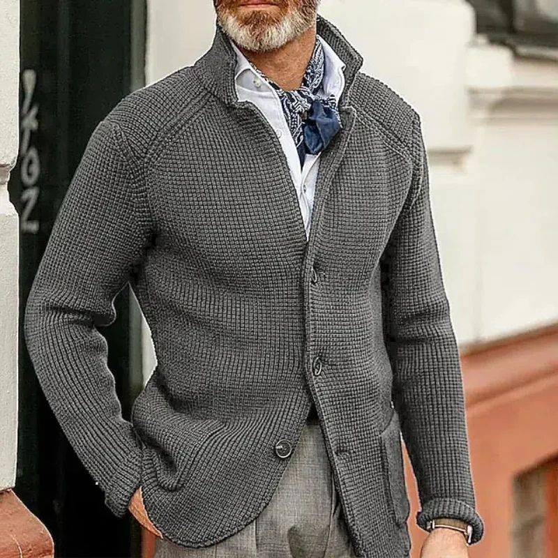 Európska americká móda Amazon nezávislý nový produkt Sweater Pánske ležérne s dlhým rukávom Pleskované pletené pleti