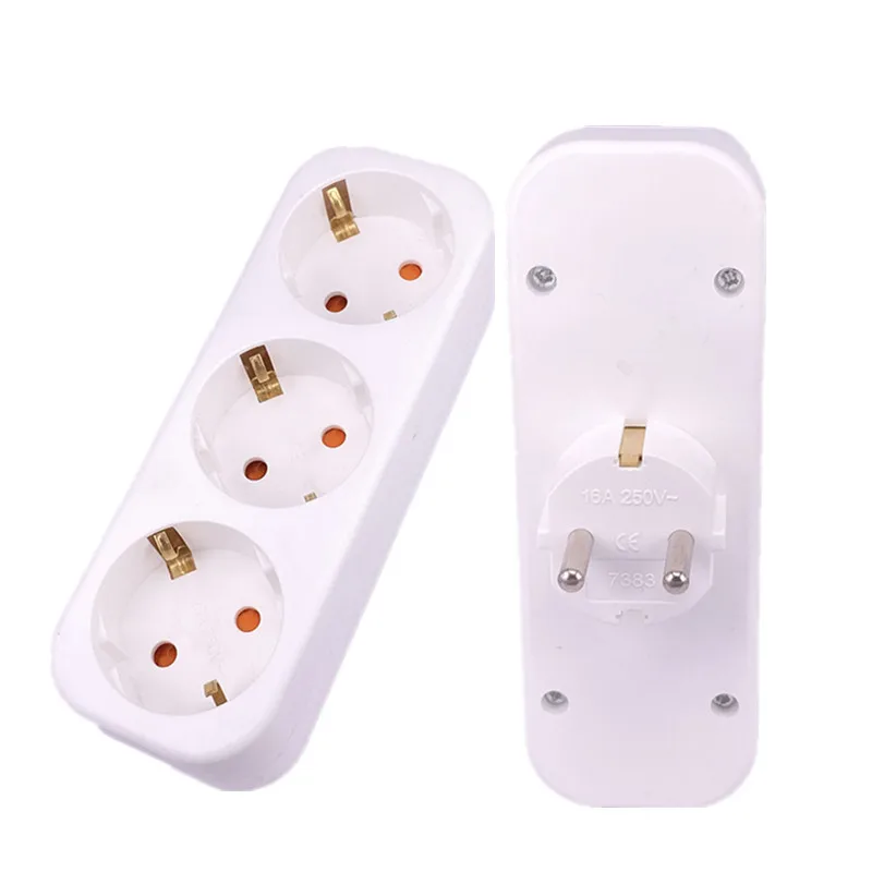 Európska konverzná zástrčka 1 až 2 1TO 3 1 T 4 Cesta adaptéra zásuvky EÚ EÚ SOCKET SOCKET 16A Predĺžená zásuvka