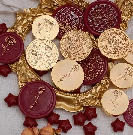 Európska retro kvetinová sieť a ružové kvetinové pečať vosk vosk Rose Series vianočný darček obálka tesniaci vosk vosk známka ružová záhrada tuleň