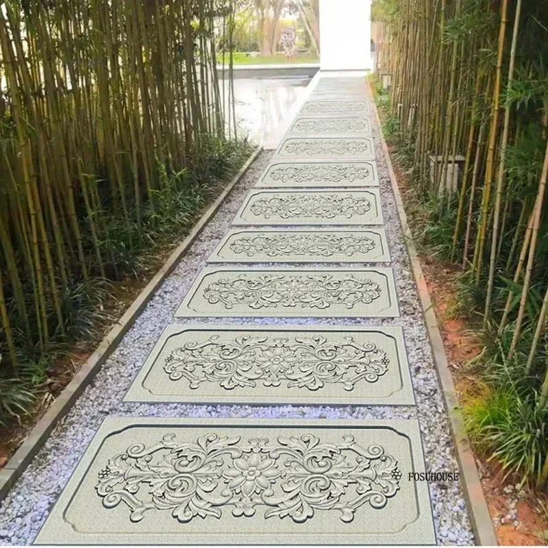 Európske nádvorie záhradné budovy odrazové kamenné plesne odliatok cementové podlahové dlaždice záhradný trávnik trávnik dlažba dekorácie Model
