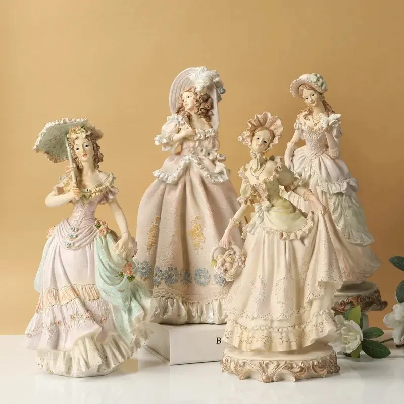 Európske viktoriánske dievča Beauty Resin Sochy Ozdoby Domáce obývacie stolné sochárske remeselné skrinky Obklad figúrky dekorácia