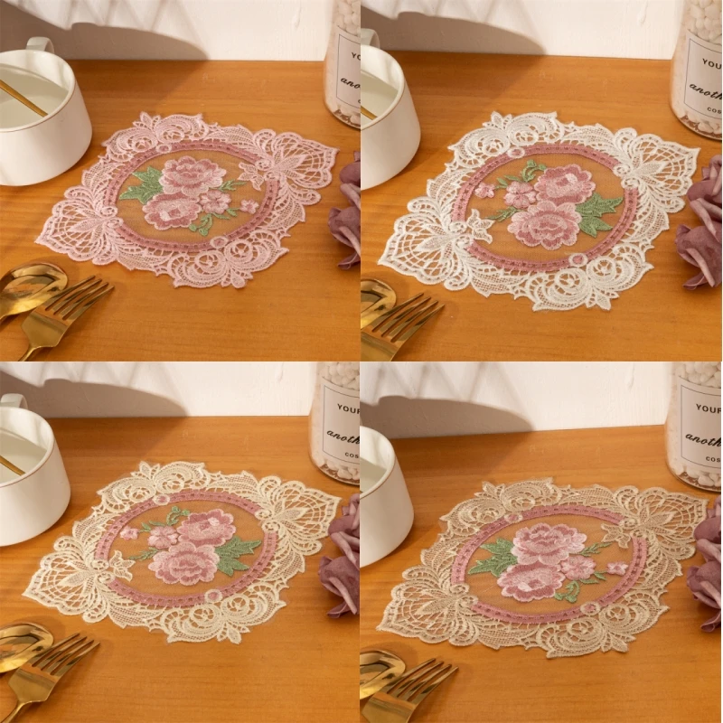 Európske čipky Vintage Coaster Coffee Pad Placemat vyšívacie kvetinové remeslo Anti-Scald Placemat Bowls Cups Mat