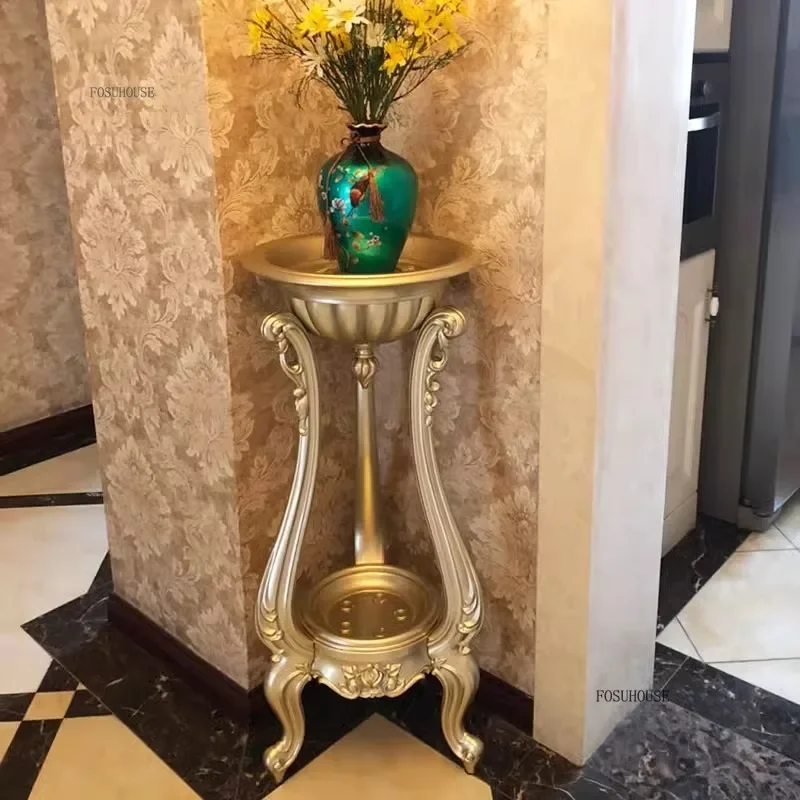 Európske šampanské zlaté kvetinové stojany Obývacia izba High-end Plant Police Luxusná dekoratívna rastlina stojan Balkón Flowerpot Organizátor