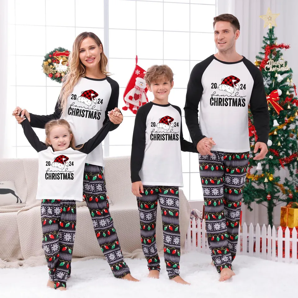 Európsky a americký rodinný domov Wear vianočné domáce oblečenie Family Suit Plaid Patchwork Vytlačené domáce oblečenie na zodpovednosť rodiny