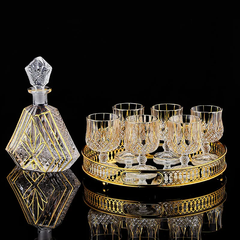 Európsky klasický krištáľový sklenený likér fľaša cudzie víno sklo domácnosť Whisky sklenená súprava Spirits Glass Wine Set