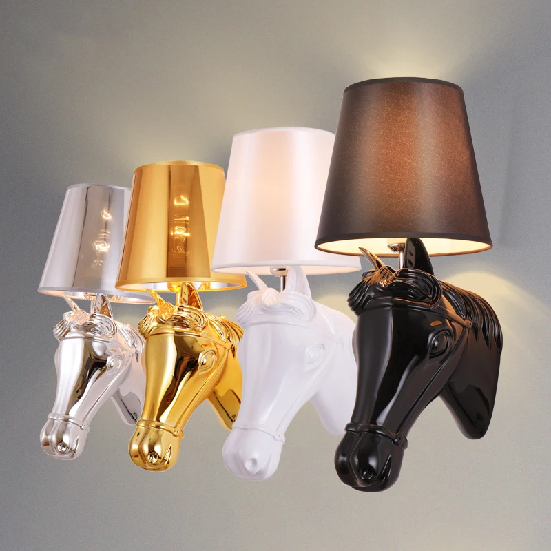 Európsky štýl koní lampa Wall Light Swences Creative Home Deco Vedľa lampy Obývacia izba osvetlenie svietidlá Foyer hotel stena svetlo
