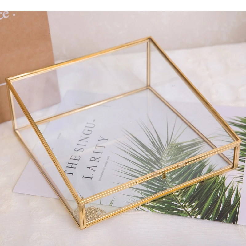 Európsky štýl Polygonal Vintage Vintage Bočný sklenený sklenený šperky kozmetický úložný box displej a