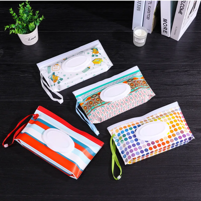 Eva baby mokré utierky roztomilé svapkovacie remienky na doplňovateľné mokré obrúsky vrecko Tissue Tissue Box Outdoor Užitočné detské kočíky príslušenstvo