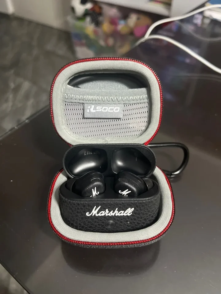 Eva Hard Travel Organizátor pre slúchadlá pre slúchadlá Bluetooth Sedávky Skladovacie vrecko pre vrecko na Marshall Motif II True Wireless slúchadlá