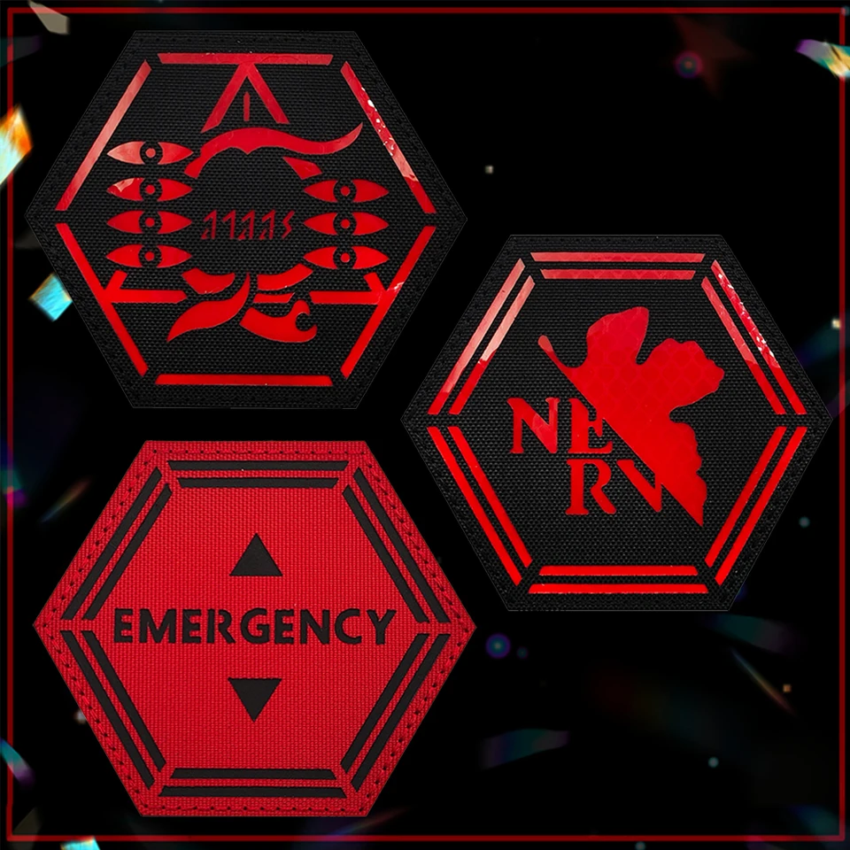 Evangelion nerv Ir reflexné záplaty Hook & Loop Tactical Badge Navy Armband Attriband Patches Patch batohové nálepky na odevy