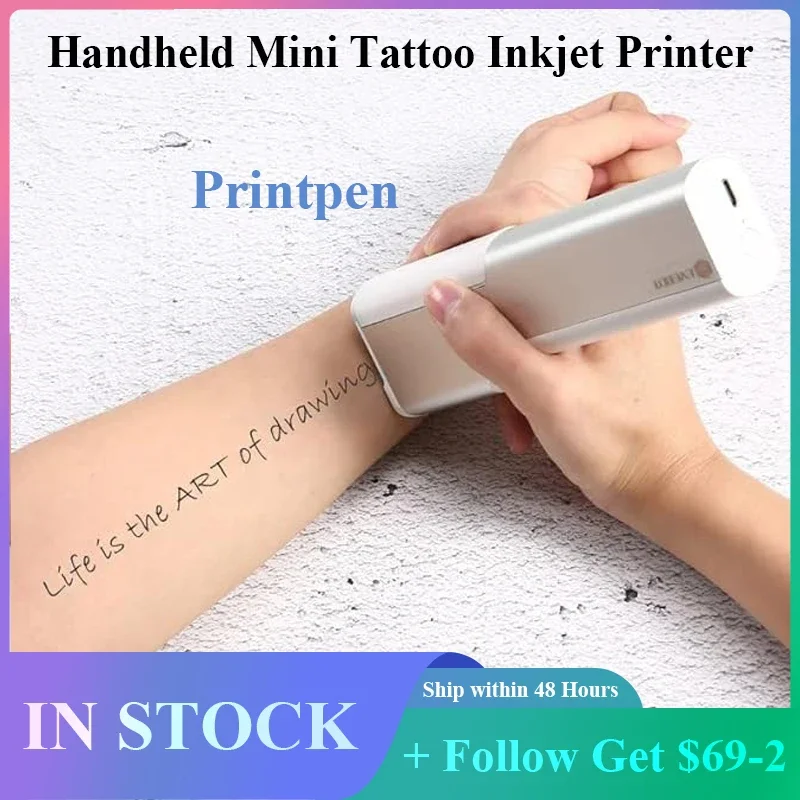 EVEBOT PRINTPEN RUGHELD MINI Tattoo Machine Malá prenosná kreatívna inteligentná atramentová tlačiareň s atramentom priateľským k pokožke