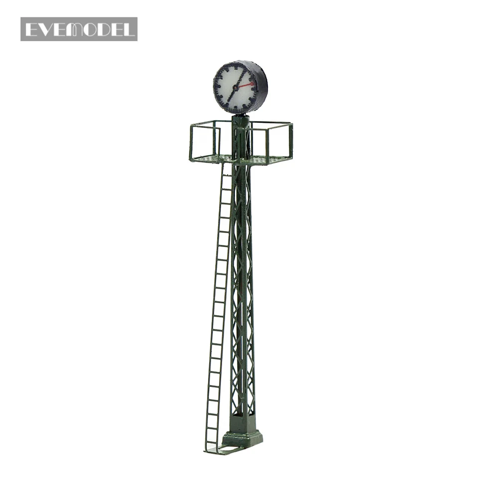 EVEMODEL 1PC Model Railway Light N Stupnica 1: 160 LIT Platform Clock na mriežkovej materskej lampe WHRATENÁ BIELA ​​LQS61N