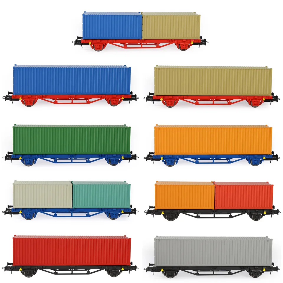 EVEMODEL C8761 1 SET HO Stupnica 1:87 Ploché auto so 40 '20' kontajnerovými modelmi železničných vozňov nákladného automobilu