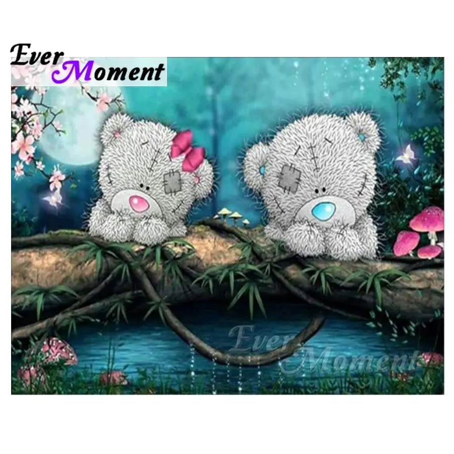 Ever Moment 5D Diamond Embroidery Medvedí milenec diamant Mosaic Full Square Drills Domáce dekorácie kamienok Artwork ASF1141