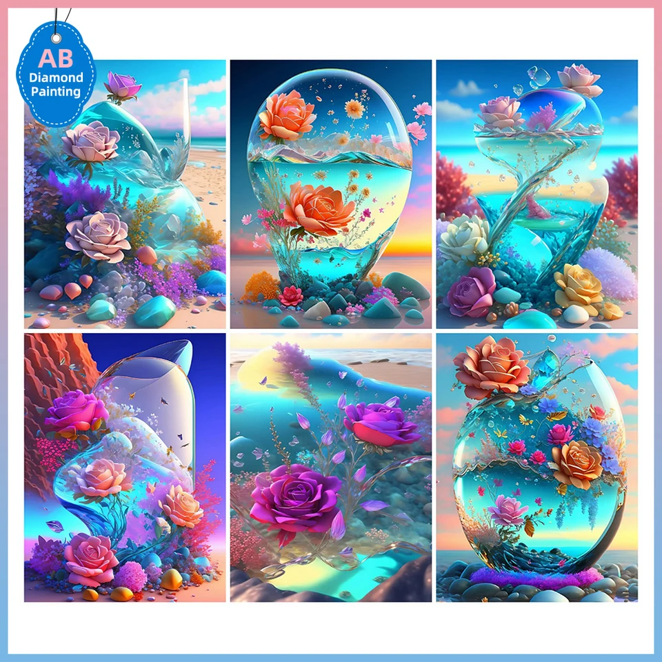 Evershine AB Diamond Painting Rose Seaside 5d DIY Hobby Hobby Diamond vyšívacia pláž scenéria Nová zbierka 2023 Domáca dekorácia