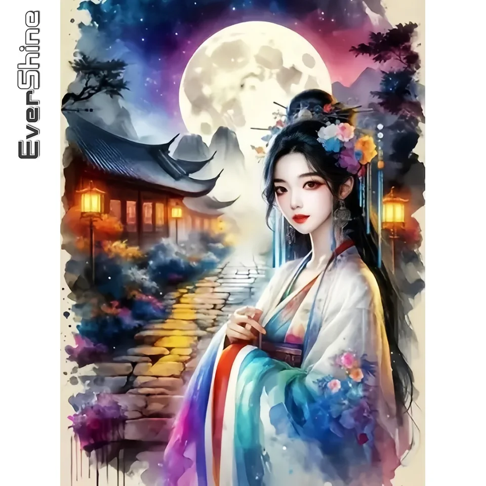 Evershine Diamond Painting Chinese Woman Cross Stitch Mozaika Portrét Full Square Drill Nový príchod výšivkovú ulicu Street Wall Art