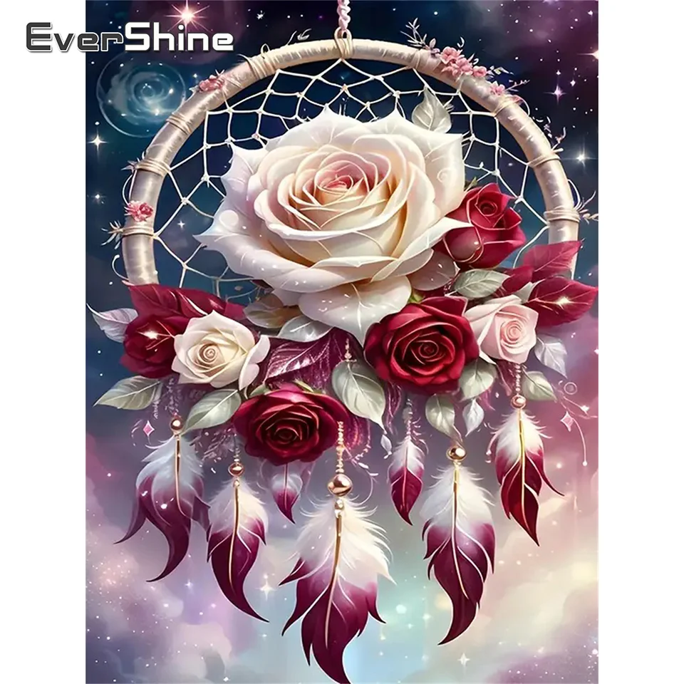 Evershine Diamond výšivka kvetina Obrázok kamienok Full Square Mosaic Dream Catcher maľba vŕtačka na stenu umenie