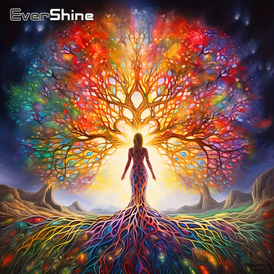 Evershine Diamond výšivka Portrét Žena remeselné súpravy Full Round Square Diamond Mosaic Tree maľba maľba domov dekor